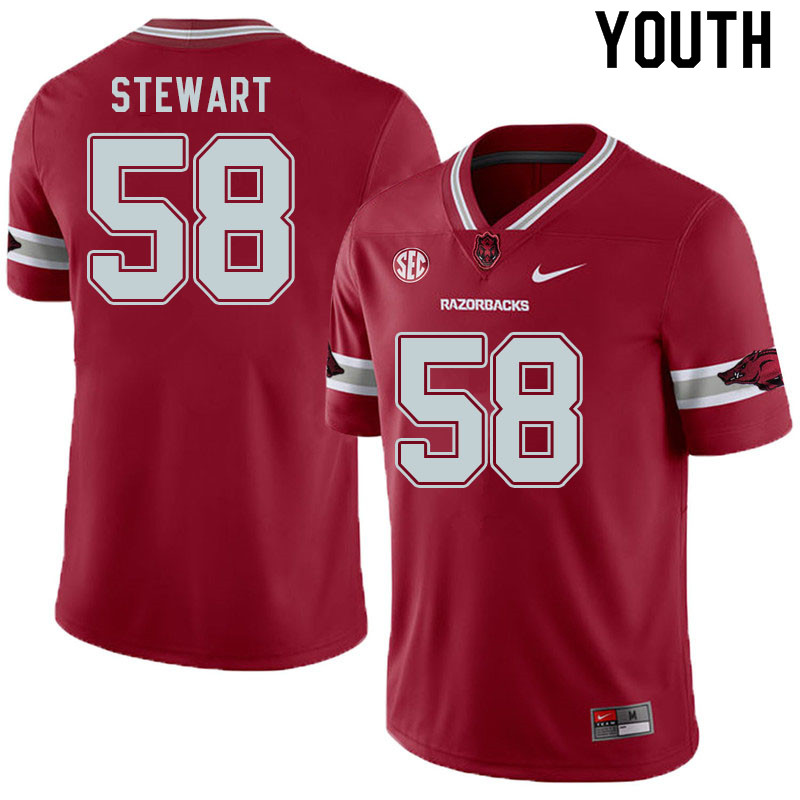 Youth #58 Jashaud Stewart Arkansas Razorbacks College Football Jerseys Sale-Alternate Cardinal - Click Image to Close